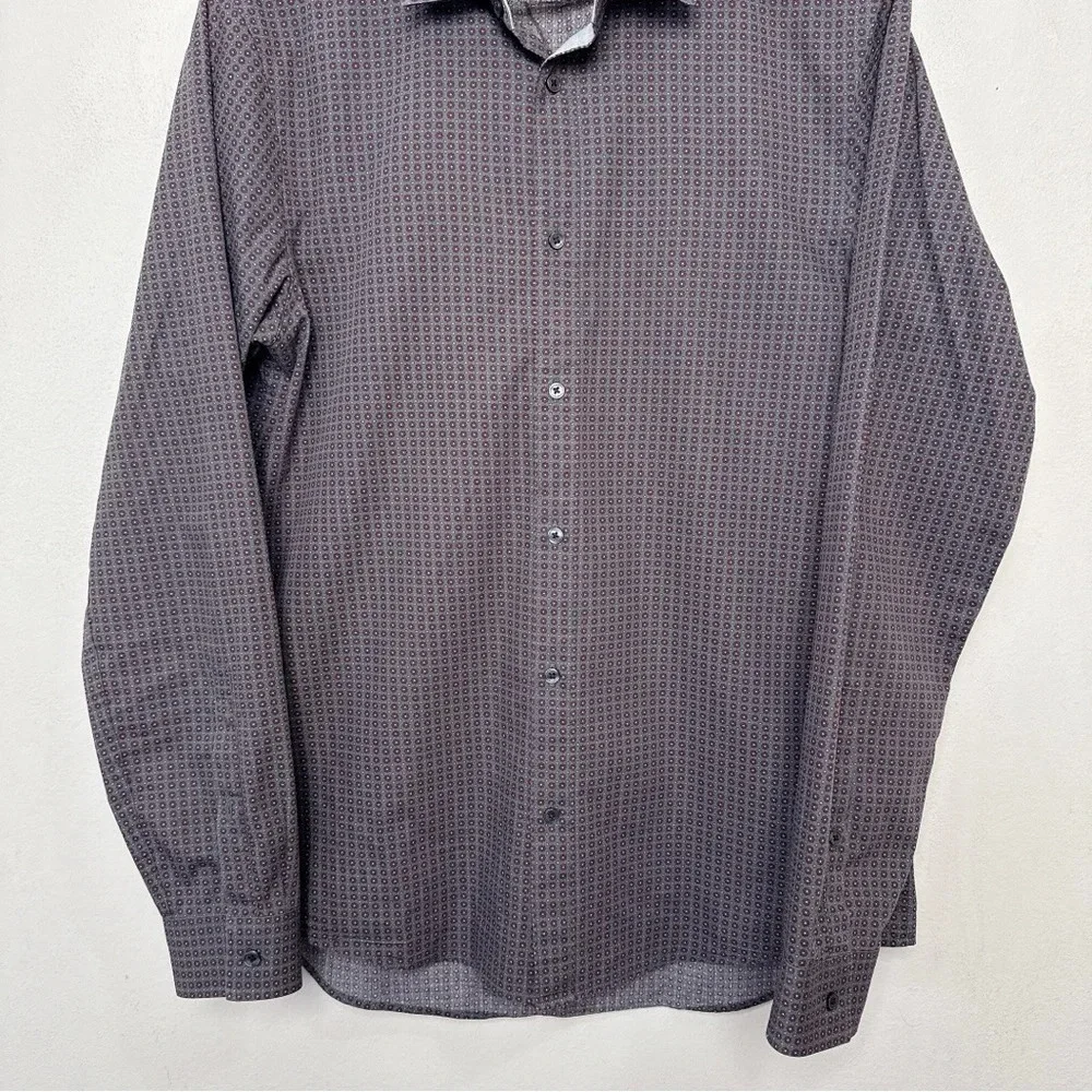 Michael Kors Mens Medium Slim Fit Patterned Printed Button Shirt